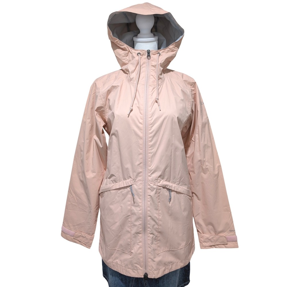 Columbia Omni Tech Peach Pink Lightweight Hooded Rain‎ Jacket Women XS Omni Tech